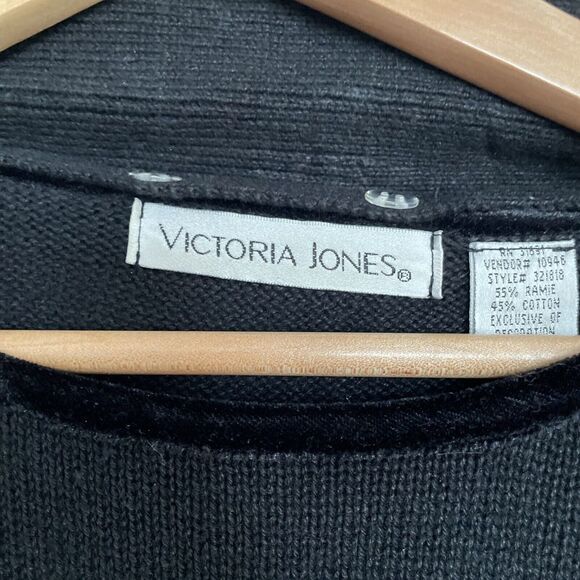 Victoria Jones Women's Christmas Black Pull Over Sweater Beaded Sequin size XL - Picture 5 of 8